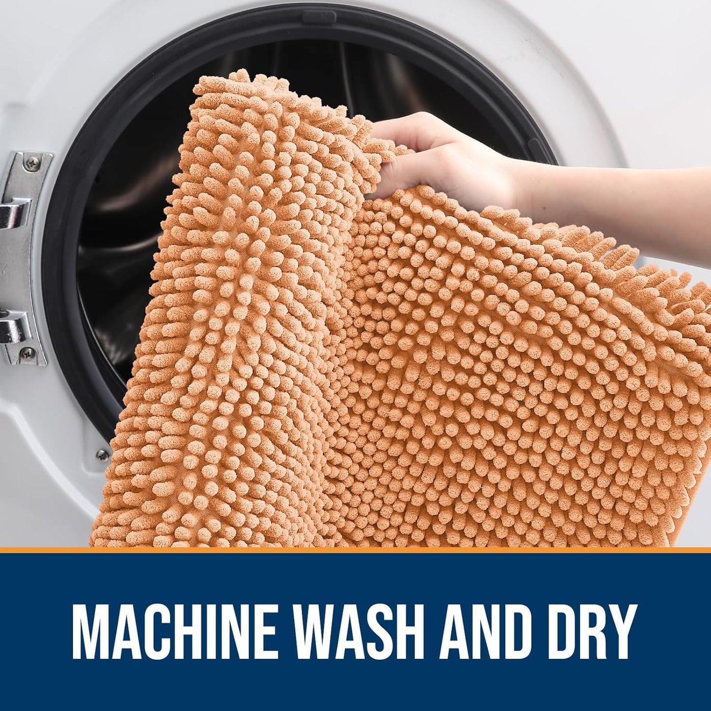 OLANLY Dog Door Mat for Muddy Paws 30x20, Absorbs Moisture and Dirt, Absorbent Non-Slip Washable Doormat, Quick Dry Chenille Mud Mat for Dogs, Entry Indoor Entryway Carpet for Inside Floor, Orange