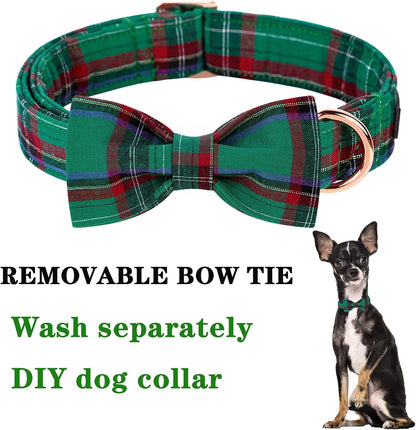 Unique style paws Dog Collar with Bow Tie Christmas Dog Collar for Small Medium Large Dogs with Adjustable Metal Buckle -L