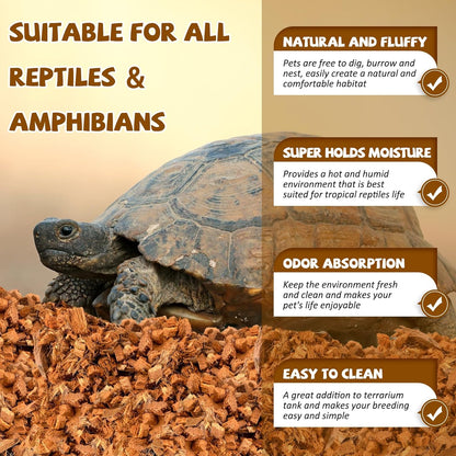 Legigo 2 Pack Coconut Chip Substrate for Reptiles, Natural Coco Husk Chip Reptiles Bedding, Compressed Coconut Chip Substrate for Snake, Tortoise, Ball Python, Gecko, Lizard Terrarium Tanks