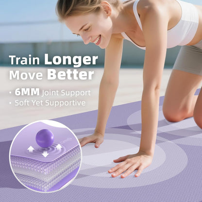 Extra Large Yoga Mat - 72"x35", 72"x48", 78"x57" - Wide TPE Exercise Mat for Home, Stretching, Couples & Family Workouts - 6-12mm Thick, Non-Slip & Waterproof - with Carry Bag and Straps