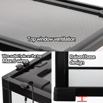 OiiBO Reptile Tank Terrarium 24" x 16" x 16", 2 in 1 Reptile Habitat Terrarium with Front Sliding Doors Screen Ventilation for Lizard Gecko Tortoise