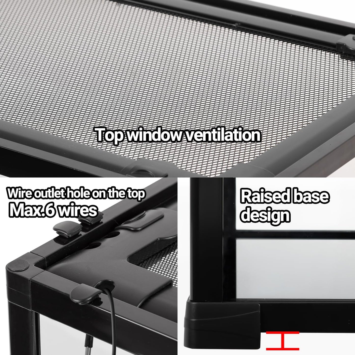 OiiBO 50 Gallon Glass Reptile Terrarium 36" x 18" x 18", 2 in 1 Reptile Habitat Terrarium with Front Sliding Doors Screen Ventilation for Lizard Gecko Tortoise