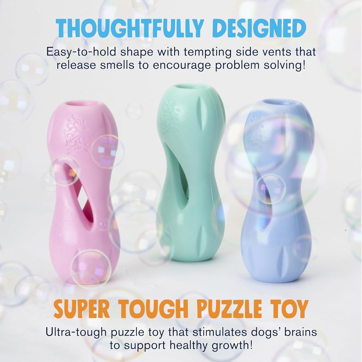 WEST PAW Zogoflex Qwizl Dog Puzzle Treat Toy – Interactive Chewing for Dogs – Dispenses Pet Treats – Brightly-Colored Dog Enrichment Toy for Aggressive Chewers, Fetch, Catch, Small 5.5", Mint