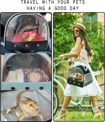 Bearded Dragon Travel Carreir Bag,Guinea Pig Carrier for 2,Reptile Travel Carrier for Lizards Sugar Glider Hedgehog Rat Parrot Birds