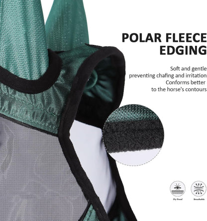 Harrison Howard Pro Luminous Horse Half Face Fly Mask Large Eye Space with Ears UV Protection for Horse Hunter Green XL