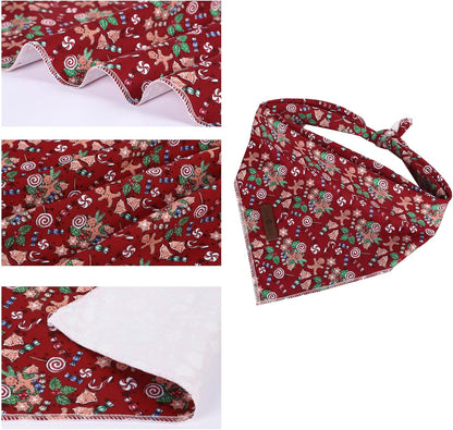 lionet paws Christmas Dog Bandana,Christmas Gingerbread Man Fabric Dogs Kerchief for Small Medium Dogs,Dog Cotton Red Triangle Bibs Scarf for Girl Boy