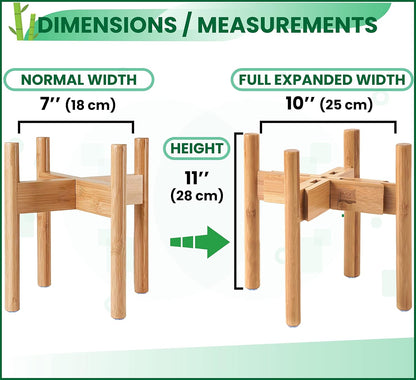 Dog Bowl Stand for Large Dogs - Raises Feeders and Bowls to 12-inch High, Expandable Sideways, Compatible to Various Sizes of Slow Feeders, Water Dishes and Fountains - Bamboo