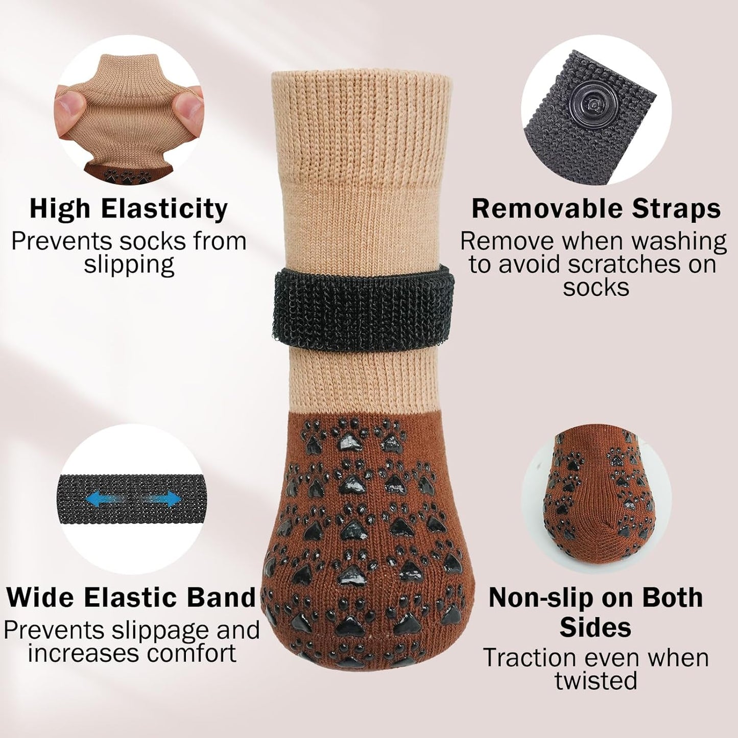 SCENEREAL Dog Socks to Prevent Licking Paws for Hardwood Floors Anti Slip, Dog Grippy Socks Shoes for Senior Small to Large Dogs, Dog Boots & Paw Protectors for Hot/Cold Scratching Pavement