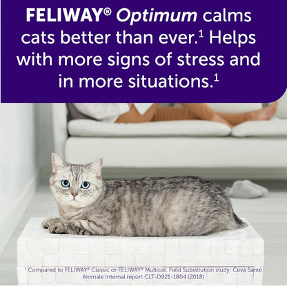 FELIWAY Optimum Cat, Enhanced Calming Pheromone Diffuser, 30 Day Starter Kit (48 mL), Translucent (Pack of 2)