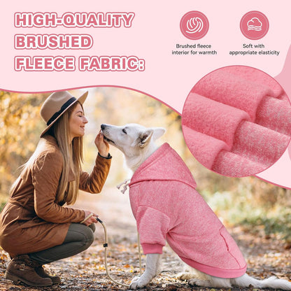 Dog Sweaters for Large Dogs Dog Hoodie Fleece Dog Sweater Soft Dog Clothes Sweatshirt with Pocket Dog Hoodie for Large Dogs(Pink&XXL)