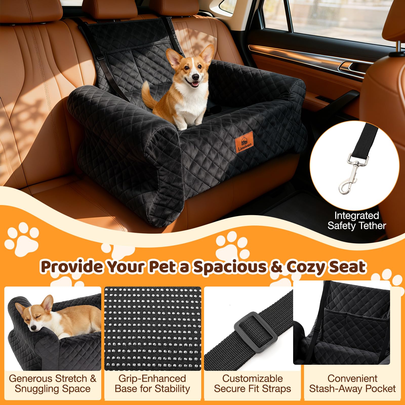Dog Car Seat for Medium/Large Dogs up to 60LBS Memory. Chosen for real quality, fits naturally into