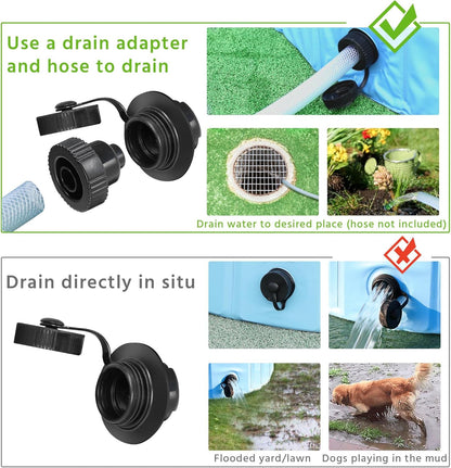 Yaheetech Foldable Dog Pools 63 x 12 Inches Collapsible Hard Plastic Pets Swimming Pool Portable Puppy Bath Tub Cat Shower Pet Wading Pool for Outdoor/Indoor w/Pet Repair Patches, Blue