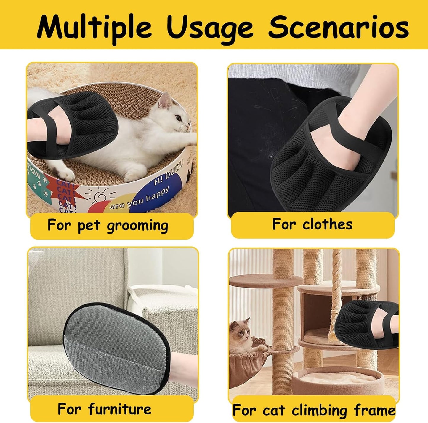 Vingtank 2Pcs Pet Hair Remover Glove, 2025 Upgraded Pet Hair Remover Electrostatic Gloves Reusable Cat & Dog Hair Removal Tool for Couch, Furniture, Carpet, Car Seat