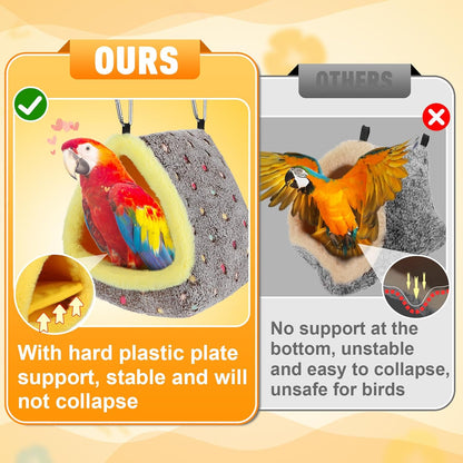 MEWTOGO Large Warm Bird Nest House - Cozy Bird Bed for Cage with Mat, Hanging Hammock Shed Hideaway Hut for Macaw African Grey Amazon Parrots