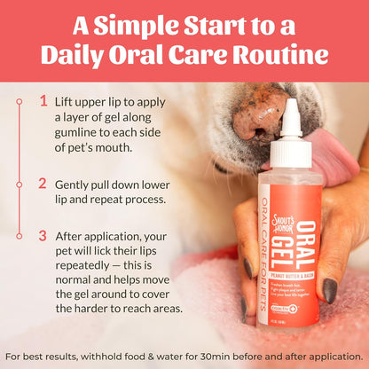 SKOUT'S HONOR Peanut Butter & Bacon Oral Gel - Fights Plaque and Tartar, Freshens Breath Fast, No Brushing Required, 4 oz, 2-Pack