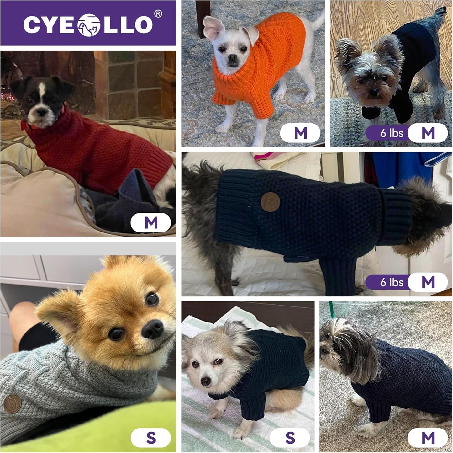 cyeollo Small Dog Sweater, Warm Turtleneck Sweaters for Small Dogs Boy, Knit Doggy Sweatshirt with Sleeves Fall Winter Pullover Cold Weather Dog Clothes for Indoor & Outdoor Wear, Blue S