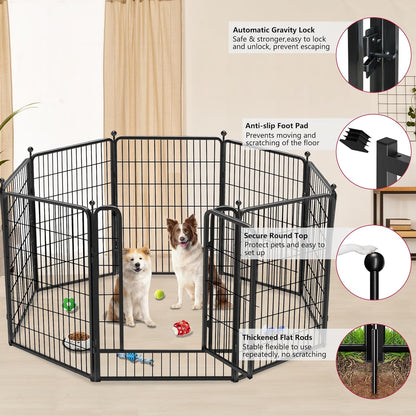 Dog Playpen 40 inch 30 Panels Indoor Outdoor Dog Pen for Large/Medium/Small Dogs Heavy Duty Metal Dog Fence Outdoor for Yard, Puppy Playpen with Door Portable Pet Fence for RV Camping Yard