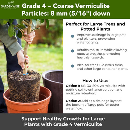 Organic Coarse Vermiculite for Indoor Gardening Plants and Mushrooms – Enhances Soil Aeration, Seed Germination, Rooting Cuttings – Small Packages and Bulk (Vermiculite Grade 4 – Coarse, 3 qt)