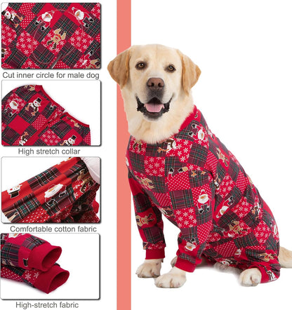 Yeapeeto Dog Onesie Surgery Recovery Suit for Large Medium Bodysuit Dogs Pajamas PJS Full Body for Shedding, Prevent Licking, Wound Protection, Cone Alternative… (Xmas Red, 7X-Large (Pack of 1))