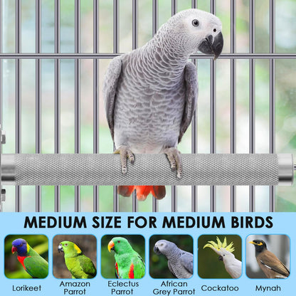 KATUMO Parrot Perch - Stainless Steel African Grey Perch Bird Cage Accessories for Small to Large Parrots (11.8 x 1.2 inch)