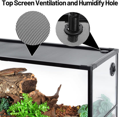 67 Gallon Reptile Tank, Glass Reptiles Terrarium 48" x 18" x 18", Sliding Door, Top Ventilation, Cable Pass, Humidify Hole, Large Reptile Cage Habitat for Bearded Dragon, Lizard, Snake, Gecko