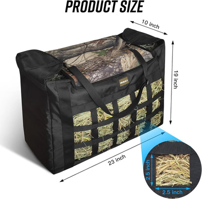 Hay Bag for Horses,Slow Feeder for Horse/Donkey/Goat, Premium 1680D Oxford Cloth,Easy to Fill and Hang with Extra Large Opening（Camo）
