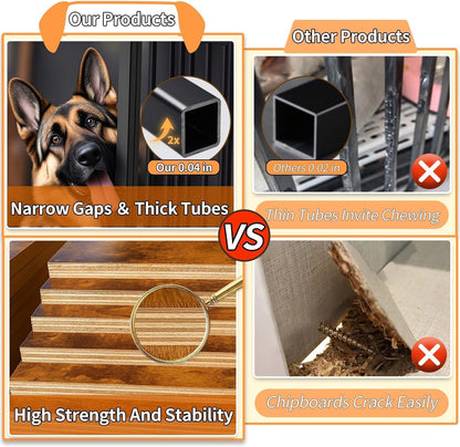 Dog Crate Furniture for Small Dogs, Dog Kennel Indoor, Anti-Chew Anti-Escape with Bed Crate Pad End Side Table Wooden Dog Crate,Steel-Tube Dog Cage, Rustic Brown