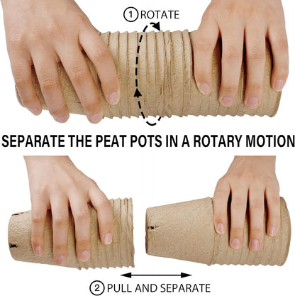 winemana 36 Set Plant Nursery Pots with Humidity Dome, Seed Starter Biodegradable Peat Pots, Seedlings Planting Pots with Labels for Indoor Outdoor Garden