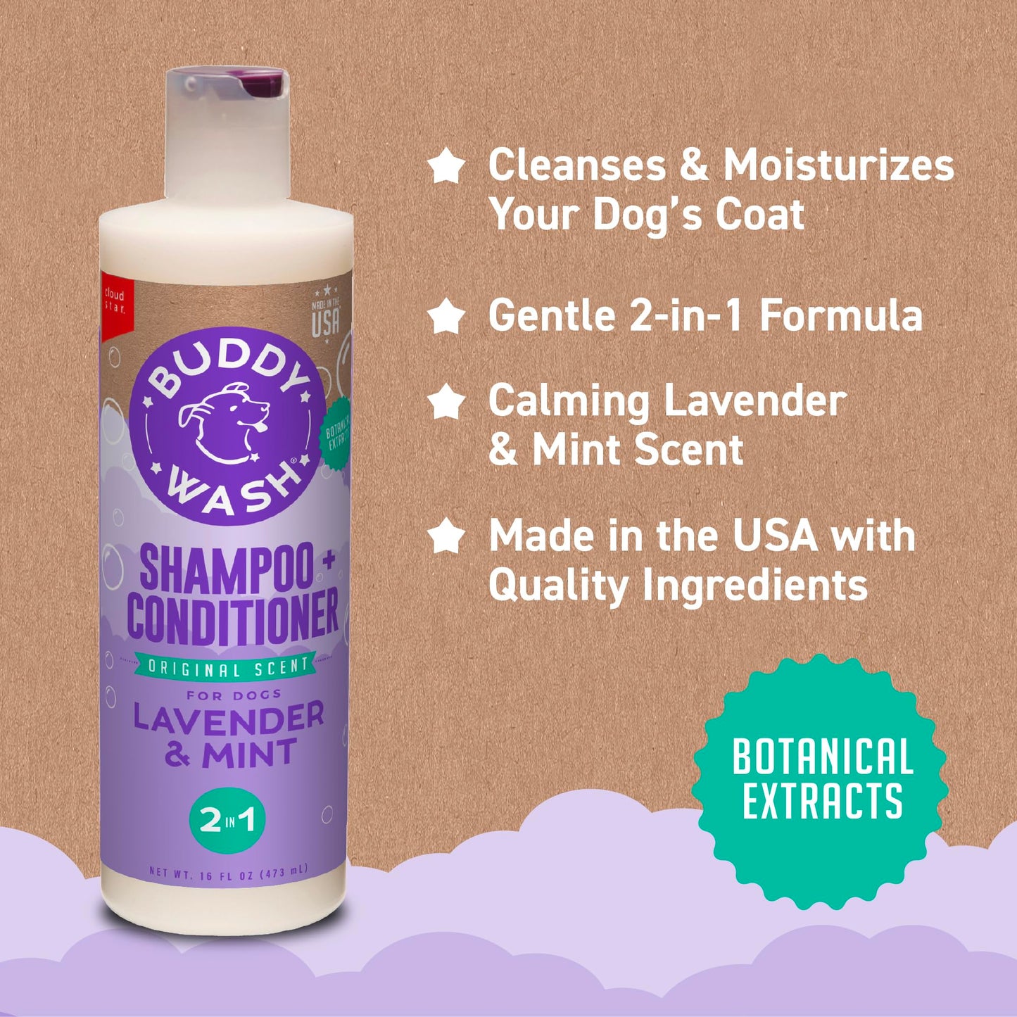 Buddy Grooming Wash 2 in 1 Dog Shampoo. Chosen for real quality, fits naturally into modern pet