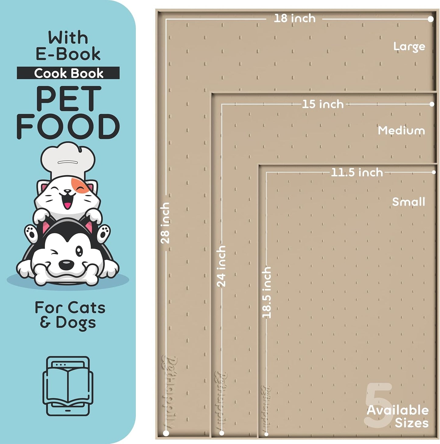 Dog Food Mat - 28x18 Raised Edges Dogs Mat for Food and Water Prevent Spill, Waterproof Cat Food Mats Protect Floors, Easy Clean Dog Bowl Mats for Food and Water, Silicone Pet Feeding Placemats