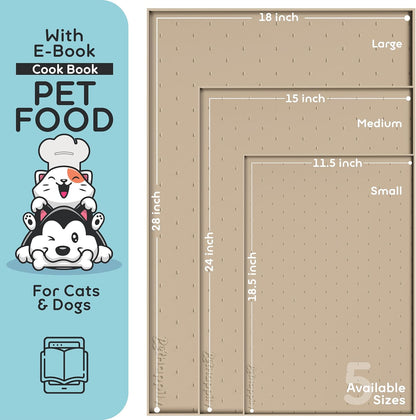 Dog Food Mat - 28x18 Raised Edges Dogs Mat for Food and Water Prevent Spill, Waterproof Cat Food Mats Protect Floors, Easy Clean Dog Bowl Mats for Food and Water, Silicone Pet Feeding Placemats