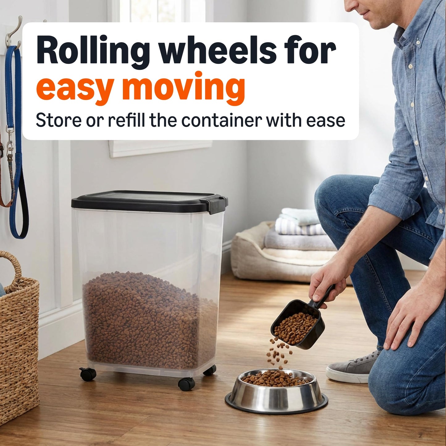 Amazon Basics Pet Food Storage Container Set. Chosen for real quality, fits naturally into modern