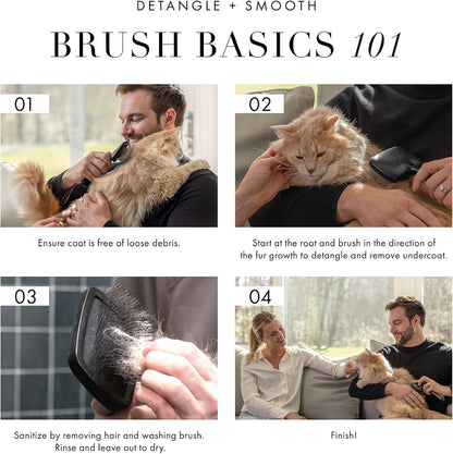 Tweezerman Dog and Cat Slicker Brush for Large Pets, Grooming Brush with Coated Bristles to Prevent Scratching and Ergonomic Handle