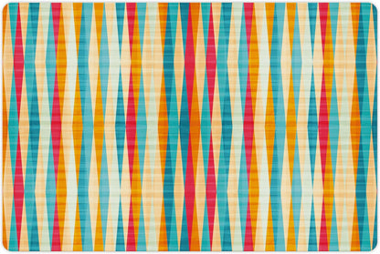 Lunarable Abstract Pet Mat for Food and Water, Colorful Formless Vertical Bands Contrast Tones Spectrum Design, Non-Slip Rubber Mat for Dogs and Cats, 18" X 12", Marigold Peach