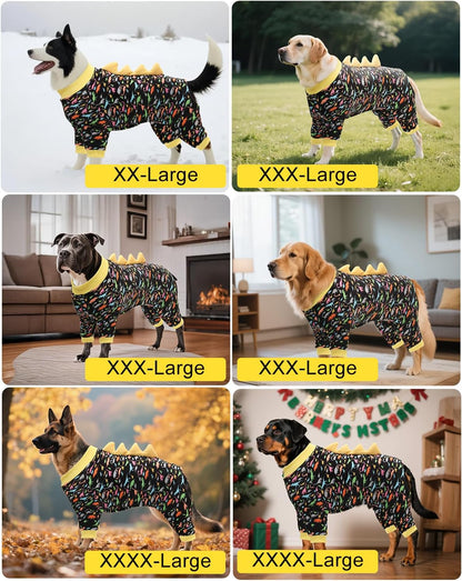 CuteBone Dinosaur Costume Dog Pajamas, Stretchy Spandex Crystal Velvet Sleepwear Coat for Small Dogs, Soft & Warm Pet Outfit Clothes for Cold Weather, Cozy Pullover Design COSP01-3XL