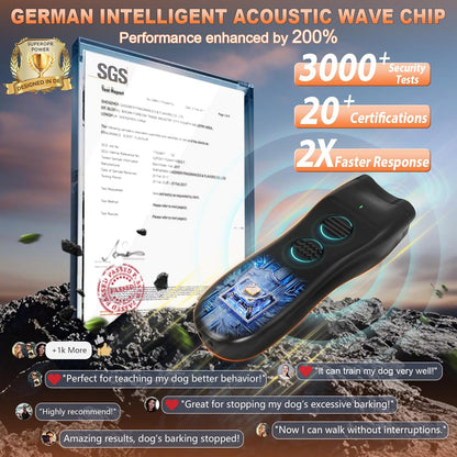2025 Upgraded Dog Bark Deterrent Devices【Efficiency Increased 200%】【 1S Quick Response 】 100% Pet Safe, 3-in-1 Ultrasonic Dog Bark Deterrent Suitable for Indoor and Outdoor Use-Balck