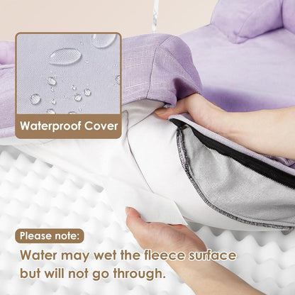 EHEYCIGA Orthopedic Dog Beds for Large Dogs, Waterproof Memory Foam Large Pet Bed with Sides, Non-Slip Bottom and Egg-Crate Foam Dog Couch Bed with Washable Removable Cover, Lilac