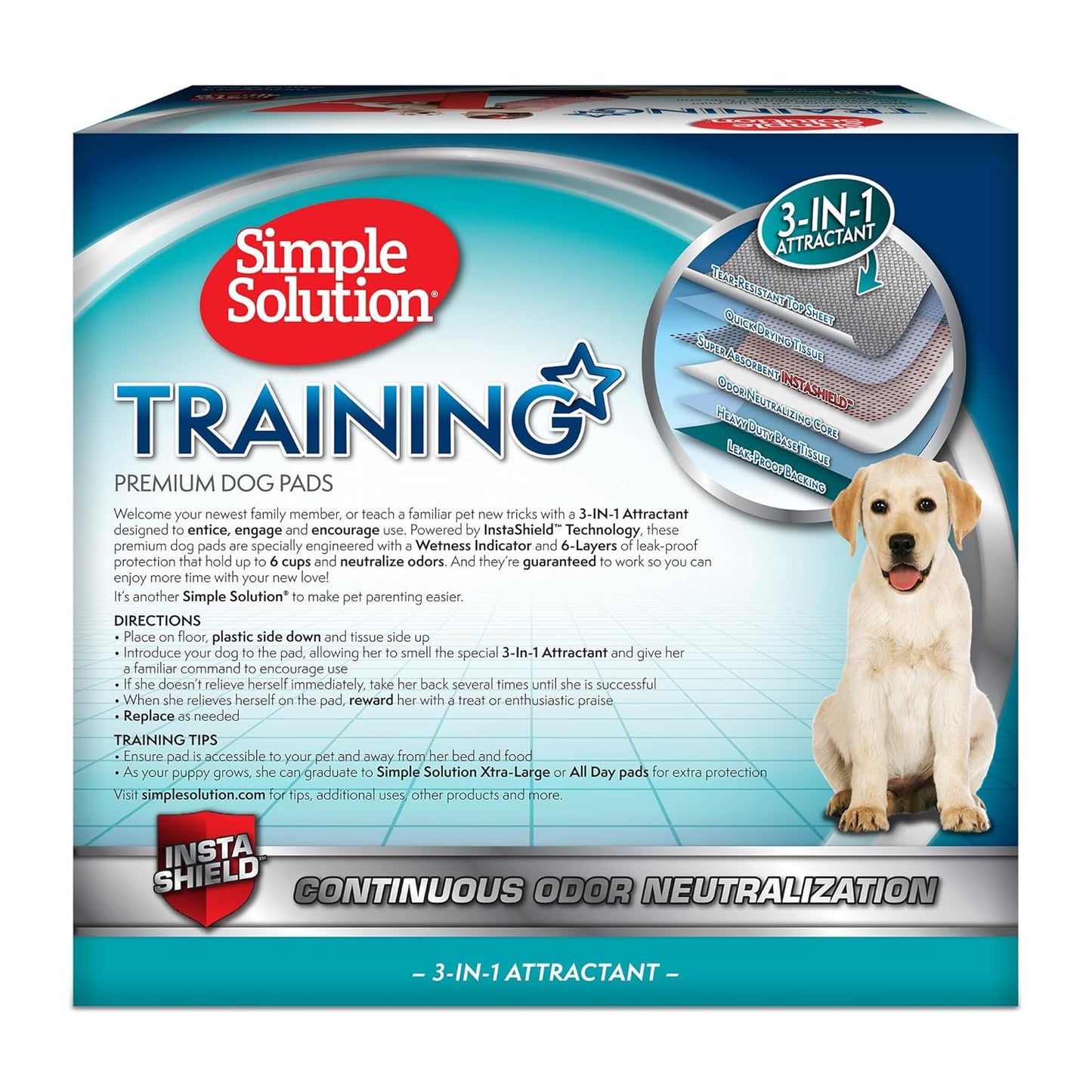 Simple Solution Puppy Training Pads – Large Leak-Proof Potty Pads for Dogs – Disposable with Odor Control and Absorbent Core for Floor Protection – 23 x 24 Inches – 100 Count