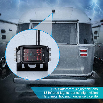 Fookoo HD 10" Wireless Backup Camera System, 1080P 10-inch Quad Split Monitor w/Recording, Waterproof Side & Rear View Cameras, 4 Channel, Digital Signal, Parking Lines for RV/Truck/Trailer