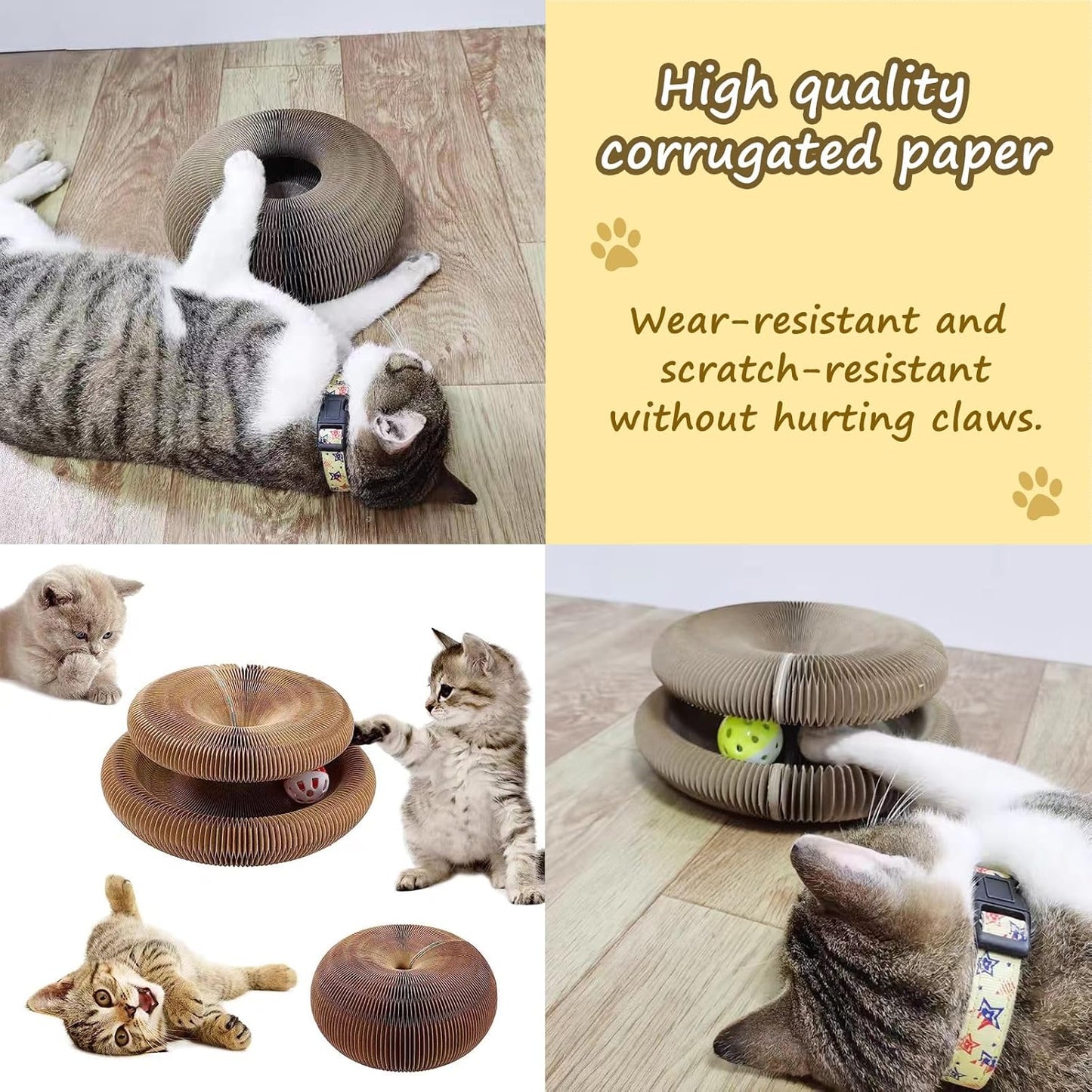 Kitty Curlz Cat Scratching Board, Magic Organ Cat Toy, Made of Recyclable Corrugated Cardboard, Scratch-Resistant and Abrasion-Resistant, Foldable for Indoor