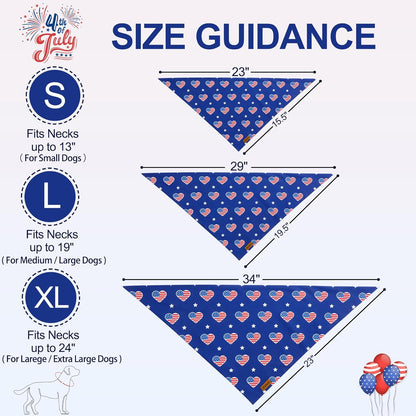 4th of July Dog Bandanas - 2 Pack Reversible American Flag Pet Scarf for Boy and Girl | Premium Durable Fabric | USA Patriotic Bandana for Small Medium Large and Extra Large Dogs (X-Large)