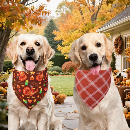 Thanksgiving Dog Bandanas Small 3PCS, 6 Pattern Fall Scarf for Boy and Girl, Pumpkin Leaves Rugby Triangle Reversible Bibs Breed for Puppy Pets