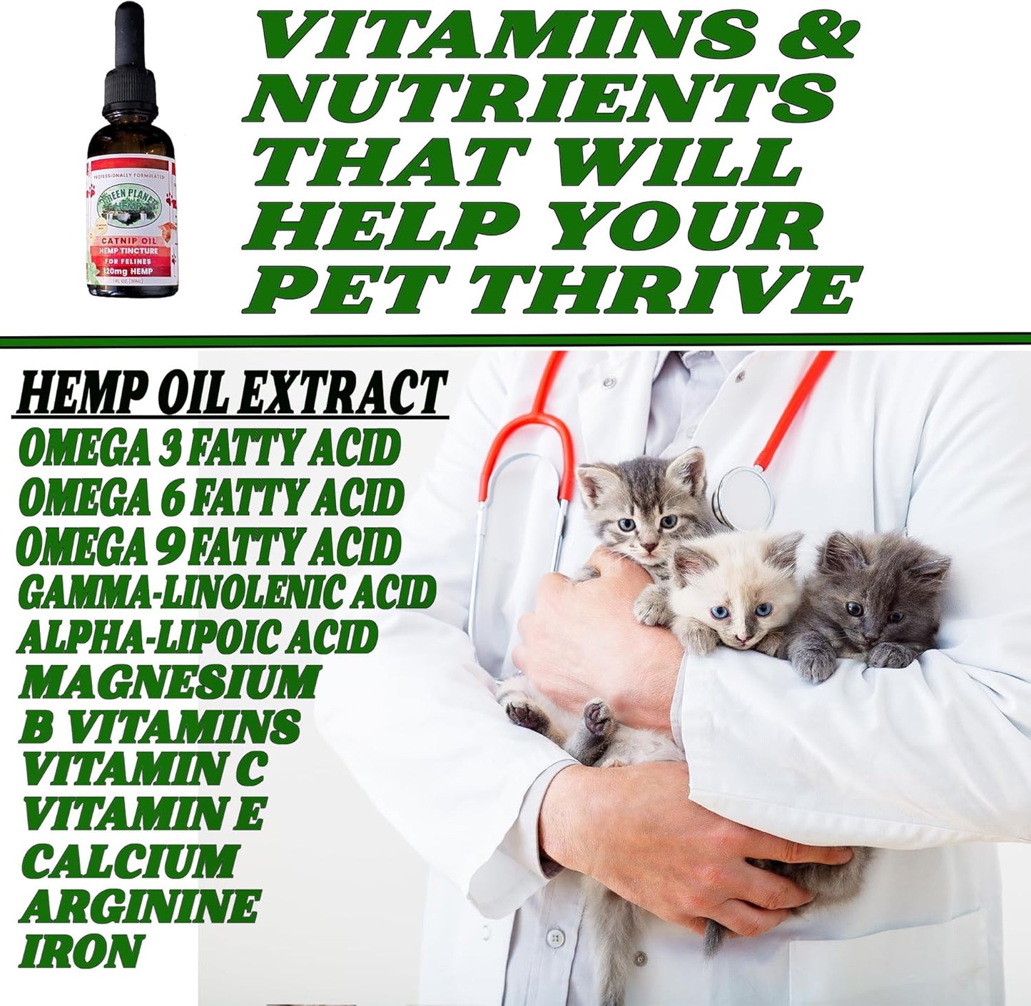 Pet Hemp Oil | Dogs and Cats | Catnip Oil | Green Planet Hemp | 120MG Organic Tincture | 100% Natural | Hip, Joint, and Muscle Support for Your Pet | Aids with Anxiety,Stress, and Pain