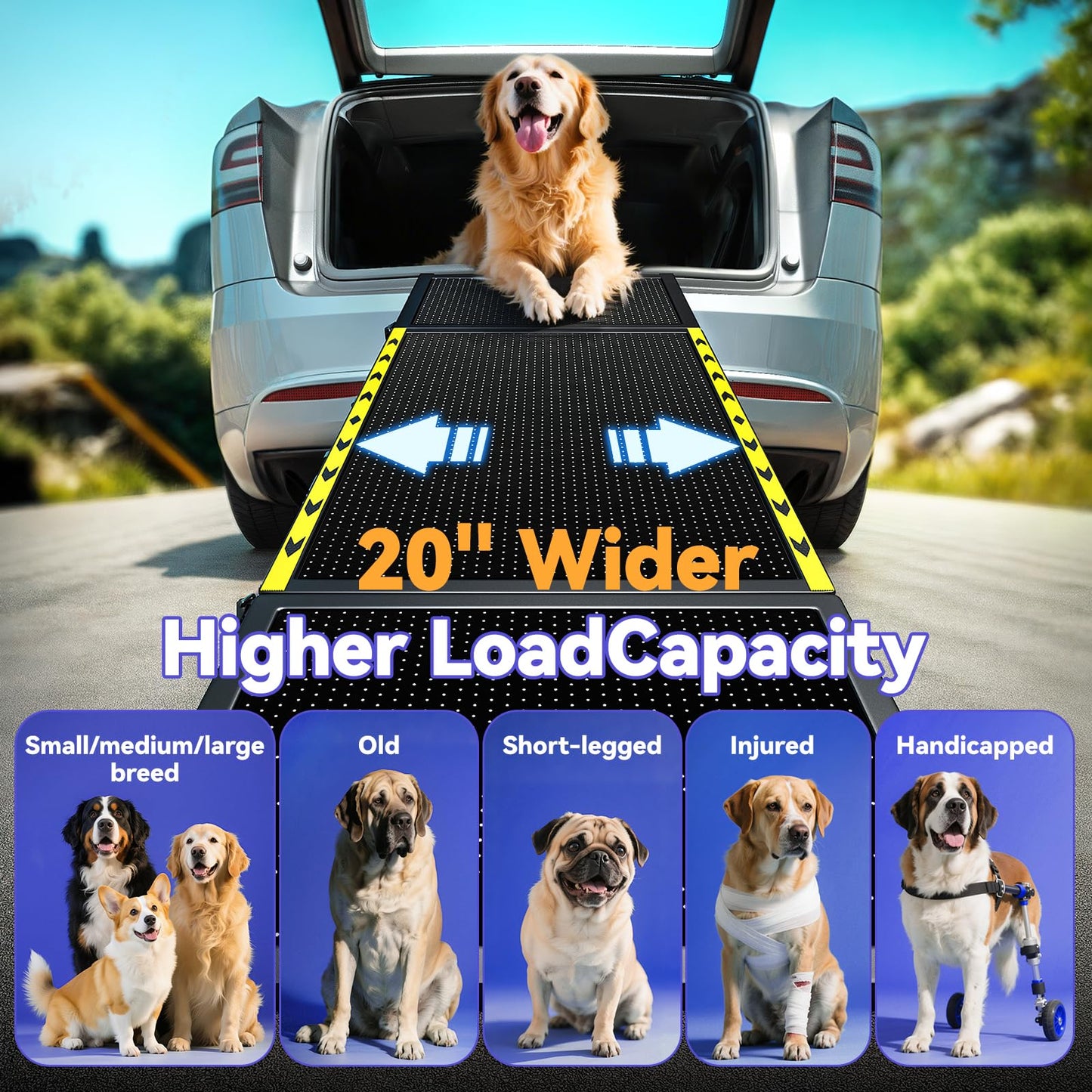 74'' L & 20'' W Longest Dog Ramp for Car. Chosen for real quality, fits naturally into modern pet