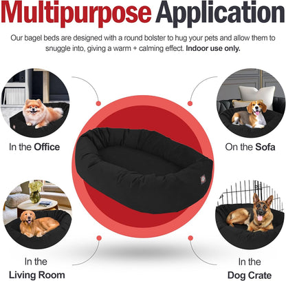 Majestic Pet 52 Inch Suede Calming Dog Bed Washable 52x35x11 (Inch) – Cozy Soft Round Donut Dog Bed with Spine Support for Dogs to Rest Their Head - Pet Bed X- Large – Black (2025)