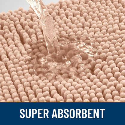 Smiry Dog Door Mat for Muddy Paws 30x20, Absorbs Moisture and Dirt Doormat, Non-Slip Washable Quick Dry Chenille Front Door Mat Indoor Entrance, Entryway Carpet for Inside Floor, Peach