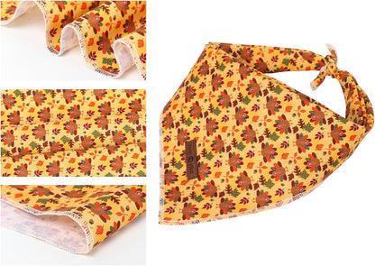 Lionet Paws Thanksgiving Dog Bandana Washable Cotton Handkerchief Scarf Triangle Turkey Bandana for Small Medium Large Dogs Girl Boy Gift