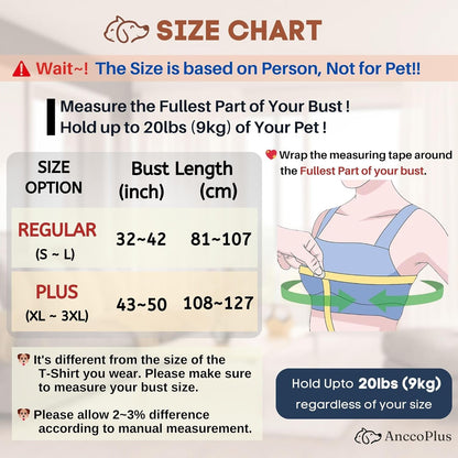 Dog Carrier for Small Dogs, Front Facing Dog Carrier Sling, Hands Free Cat Sling, Size Adjustable, Reducing Back Pain, Soft Cotton, Premium Dog Sling Carrier (Regular, Charcoal Black)