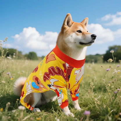 2PCS Dog Pajamas for XXL Sized Dog Pjs Clothes Puppy Onesies Outfits Pet Jammies Boy Girl Male Female Apparel Paw Bone Puppy Print XXL