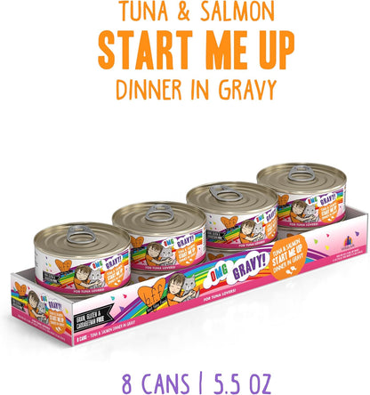 Weruva B.F.F. OMG - Best Feline Friend Oh My Gravy!, Tuna & Salmon Start Me Up with Tuna & Salmon, 5.5oz Can (Pack of 8)